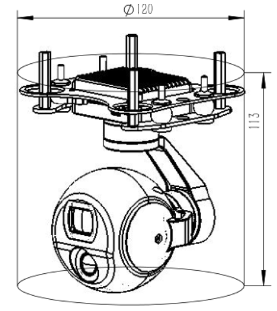 DHU05G207  45x Hybrid Zoom Dual Output Small Gimbal Camera