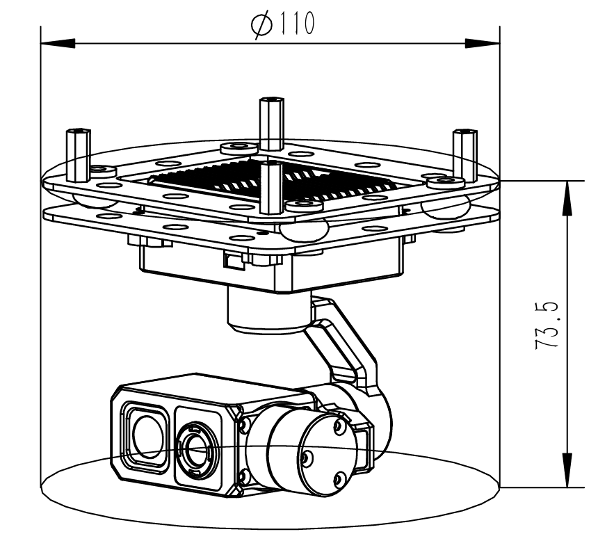 DHU586G207 48 million fixed focus+256 thermal imaging dual output small pod