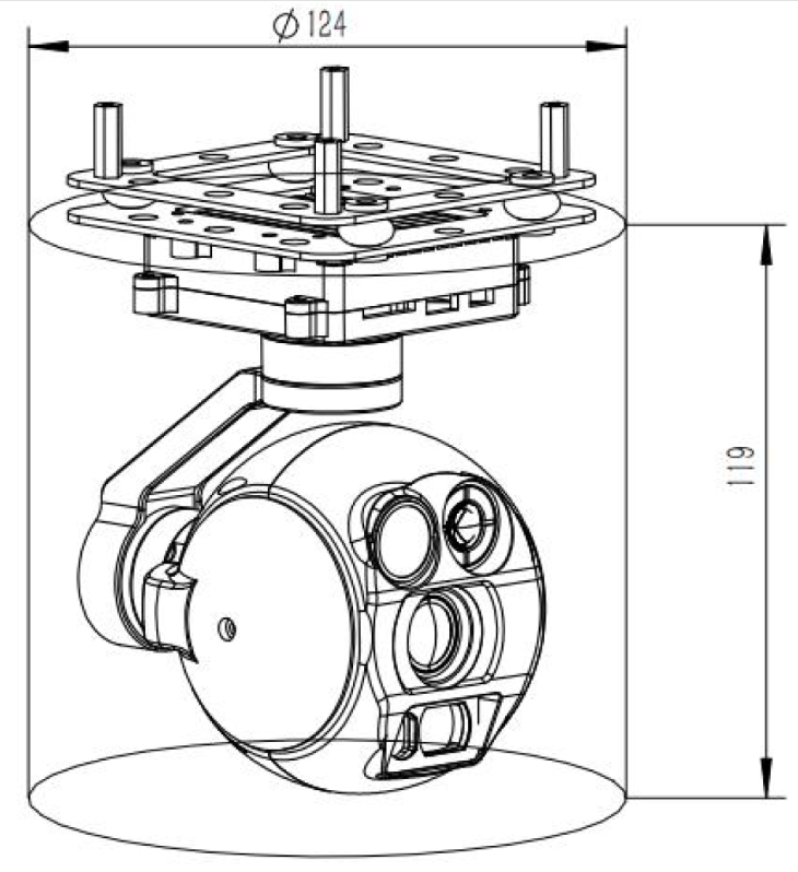 EHP03G6S90D15 48MP Sensor Four in One Gimbal 3x Optical Zoom + Fixed Focus +640*512 Thermal Imaging+1.5KM Rangefinder. Network and HDMI output
