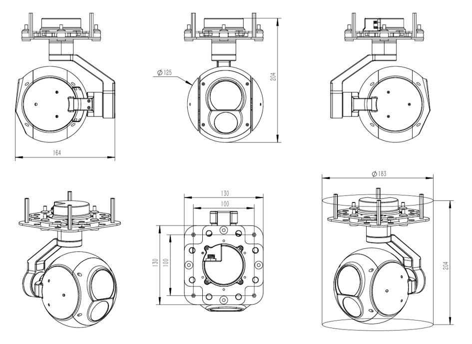 FSD30G619 30x Optical Zoom +640*512 Thermal imaging, IP67 Waterproof Dual Light 3-Axis Stabilized IP Output Gimbal Camera 