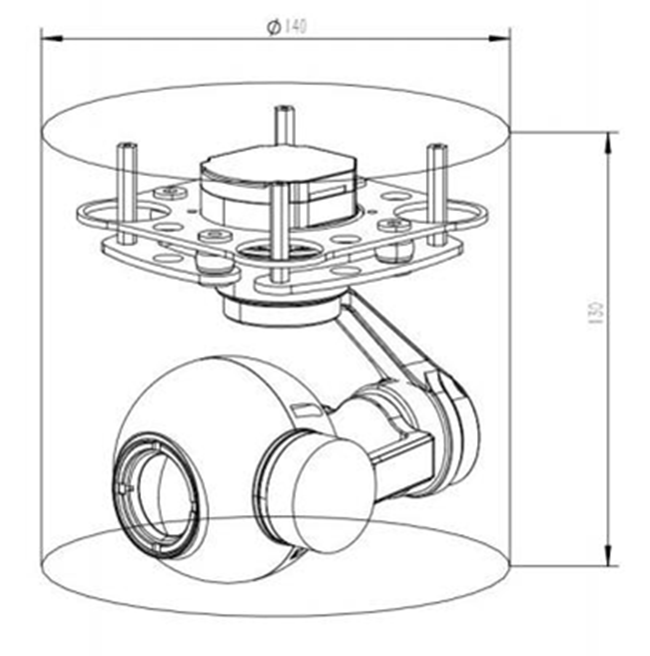 KIP640G25 IP Output  25mm Lens 640*512 Thermal Imager with 3-Axis Gimbal 
